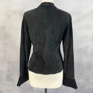 Vintage Westbury Leather Shirt Jacket Women M Black Suede Minimal Indie Edgy 90s thumbnail 2