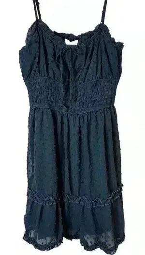 Altar'd‎ State Women's M Blue Swiss Dot Tiered Mini Dress Sleeveless babydoll thumbnail 1