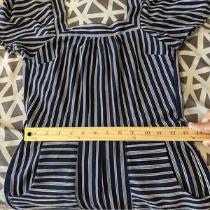 Monteau Crepe Blue &‎ White Striped Flutter Sleeve Jumpsuit Size S thumbnail 13