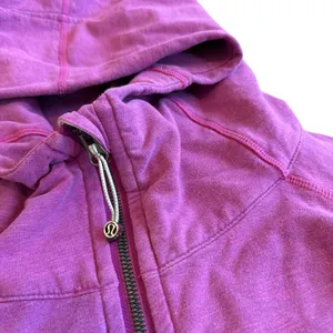 Lululemon On The Daily Zip Down Hoodie Sweater Hooded Ultra Violet Purple Sz 12 thumbnail 3