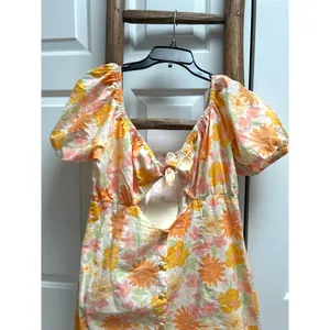 Sabo Skirt Floral Puff Sleeve Mini Dress Summer Cottage Core NWT thumbnail 3