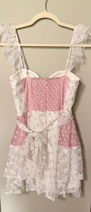 Altar'd State Baby doll, lace dress pink thumbnail 2