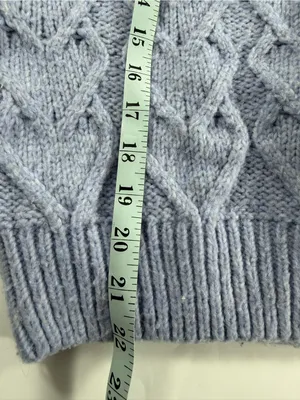 Hippy Rose Heart Cable Knit Sweater Lavender Purple V-Neck Cropped Cozy Womens M thumbnail 4
