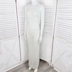 Almost Famous Sheer Crochet Open Back Beach Swim Cover‎ Maxi Dress Cream Medium thumbnail 2