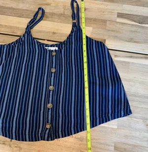Hollister Blue Stripe Button Up Tank Top M thumbnail 4