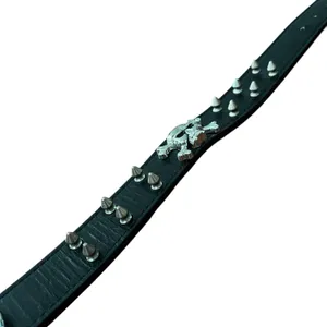 Source Unknown Black Faux Leather Skull Spiked Choker Collar Necklace Gothic Punk Biker 20 In thumbnail 8
