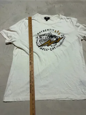 Frye cream Hell-Cat Graphic Crewneck Tee XL thumbnail 4
