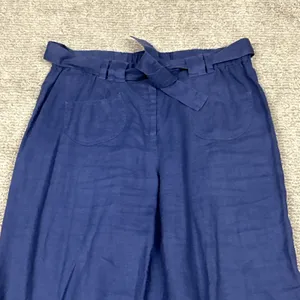 J Jill Pants Womens 12 Tall Linen Wide Leg Stretch Waist Casual Blue Belted thumbnail 3