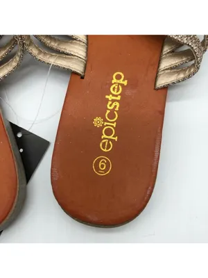 Epic Step Womens Sandals Strappy Slides Glitter Gold Size 6 thumbnail 4