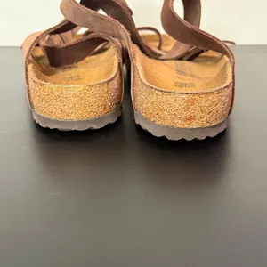 Birkenstock Yara Sandals Mens 9 Womens 11 Brown Leather Ankle Wrap Toe Loop thumbnail 5