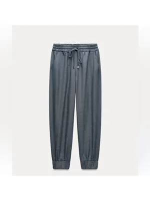 Zara Light Gray Elastic Waist Drawstring Pants thumbnail 2