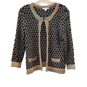 Roz & Ali‎ Women's M Open Front Cardigan with Metallic Threading thumbnail 3
