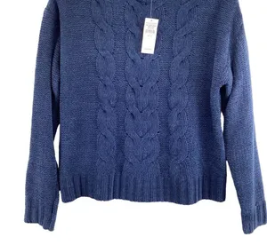 American Eagle Womens‎ Cable Knit Sweater Size Small NWT Chenille Blue Cozy Warm thumbnail 2