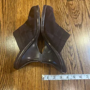 Dr. Scholl's PRIMID Brown Suede Leather Wedge Clog Mules Shoes Size 9M thumbnail 4