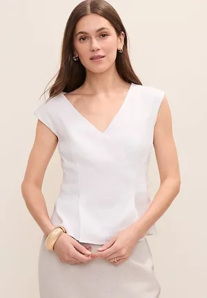 Ann Taylor Peplum Top in Linen Blend thumbnail 1