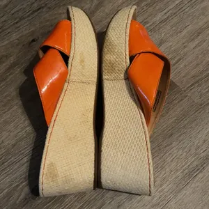 Born Leather Wedge Sandals Size 8 Medium Orange thumbnail 9