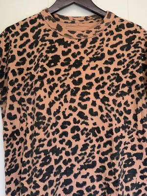AERIE Oversized Leopard Print Short Sleeve Tee Tan Black XXS thumbnail 2