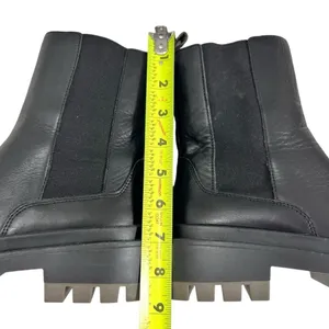 ZARA Chelsea Chunky Black Leather Ankle Boots thumbnail 5