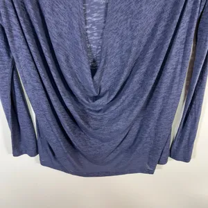 Lululemon Long Sleeve Open Back Cowl‎ Neck Burnout Top Blue Yoga Shirt thumbnail 6