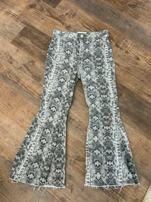 Free People Snakeskin Flare Jeans thumbnail 1