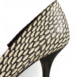 Black and cream Tahari Lyra peep toe stiletto with 4 inch heel thumbnail 4