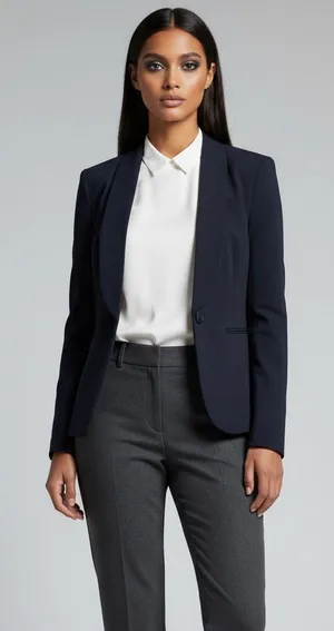 ModCloth Black Stretch Knit Shawl Collar Blazer business casual office jacket thumbnail 1