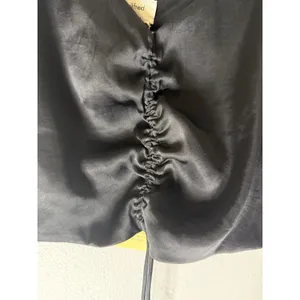 Aritzia Wilfred verso cami black satin rouched front medium NWT thumbnail 3