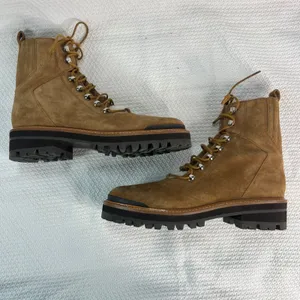 Marc‎ Fisher LTD Izzie Tan Suede Shearling Lace Up Combat Lug Sole Boots 9.5M thumbnail 7