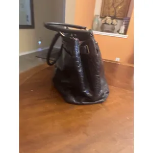 Ann Taylor Black Croc Embossed Leather Purse Silver Hardware thumbnail 6