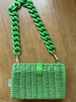 a new day Bright Green Wicker Basket Shoulder Bag & Crossbody, NWT thumbnail 12