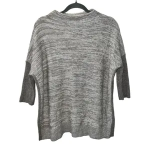 Kinross 100% Cashmere Marled Gray Taupe Mock Neck Dolman Sleeve Sweater S thumbnail 2
