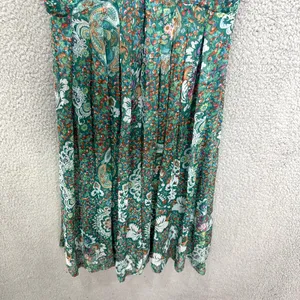 Floral Print Dress Green Sleeveless Sundress Summer Casual Party‎ thumbnail 4