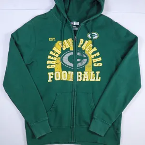 NFL Team Apparel Green Bay Packers Hoodie Womens Medium Green Zip Up Sweatshirt thumbnail 4