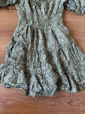 Hollister Green Floral Paisley Off The Shoulder Dress thumbnail 3