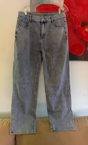 Halara Womens Denim Straight leg Jeans Size L large Light Wash 5-Pocket thumbnail 1