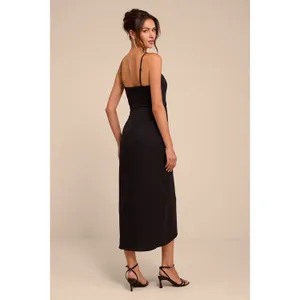 NWT Lulus Reinette Black Midi Dress Party Holiday Classy Elegant Gala Banquet M thumbnail 3