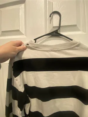 H&M Striped Black & White Long Sleeve Top thumbnail 2