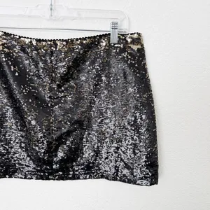 [Vintage] Forever 21 Black Gold Sequined Low Rise Mini Skirt Y2K 90s Sz Large L thumbnail 3