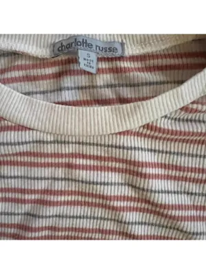 Charlotte Russe Vintage Y2K striped long sleeve baby tee fairycore coquette top Size Small 💗 thumbnail 6