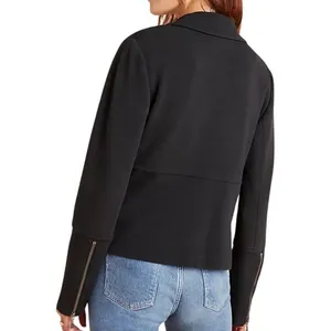 Anthropologie‎ Women's Surin Ponte Knit Moto Blazer Jacket Black Size Medium thumbnail 3