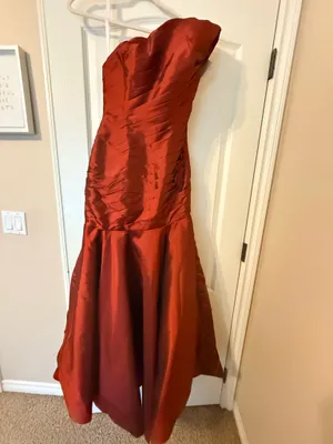 Isabella Fiore One Shoulder Rust Mermaid Gown thumbnail 4