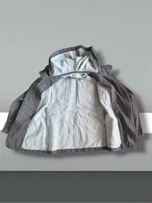 Billabong Heather Gray Double Breasted Hooded Pea Coat Fleece Jacket Size Large thumbnail 6