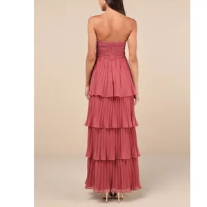 Lulus Seriously Sensational Rusty Rose Strapless Tiered Maxi Dress Formal XS thumbnail 6