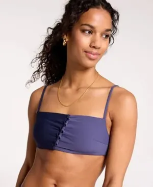 Calia Swim Looped Front Bikini Top Open Back Blue Colorblock Small NEW thumbnail 1