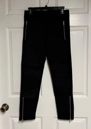 NWOT Gap Moto Style Black Zippered Pants Size Medium thumbnail 1