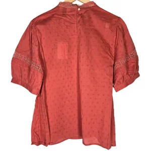 Universal Thread Womens XL Pink Eyelet‎ Lace Trim Puff Short Sleeve Top Blouse thumbnail 2