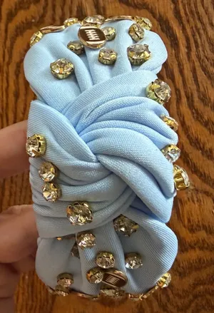 Shiraleah Anthro Blue Rhinestone Football Knotted Headband Game Day Hair Band thumbnail 1