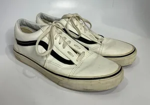 Vans white leather sneakers skateboarding punk unisex sizing‎ women's 10 men 8.5 thumbnail 1