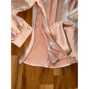 Lulus Satin Peplum Top Mock‎ Neck Long Sleeve Blouse Cutout Back Party Women S thumbnail 7