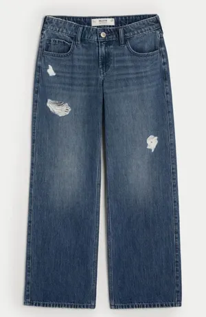 Hollister Co. 00R 24 Regular Baggy Wide Leg Blue Denim Jeans Pants‎ Relaxed thumbnail 1